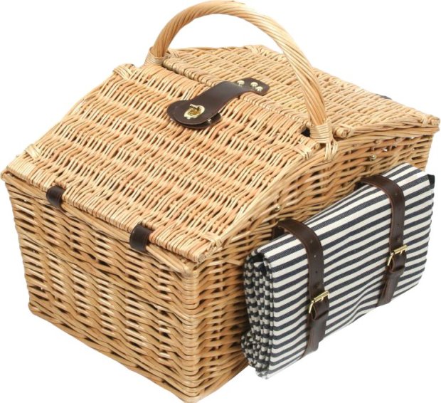 Somerley+Willow+Picnic+Hamper+for+Four+People+with+Matching+Blanket